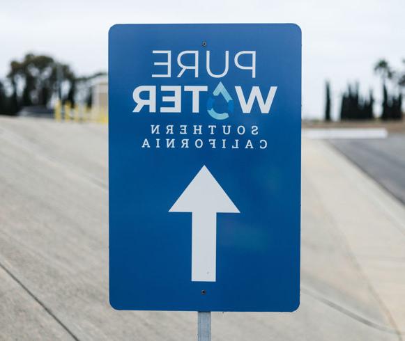 a photo of a directional sign leading to Metropolitan's Pure Water Southern California demonstration facility in Carson.